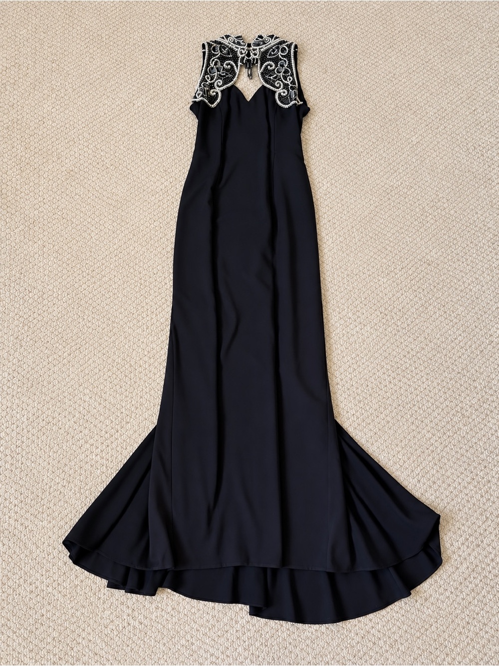 Cache Black Beaded Embellished Formal Maxi Gown Size 4 USA Made